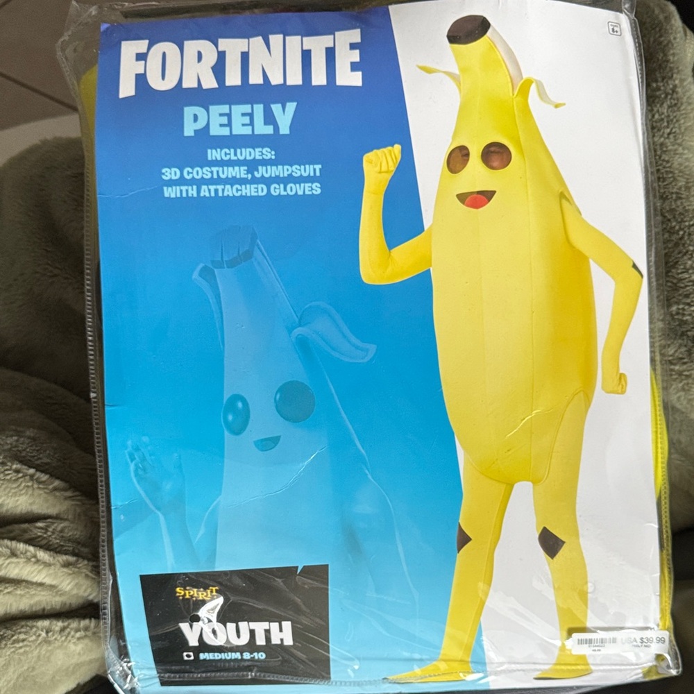 Kids Medium 8-10 Spirit Fortnite Peely Yellow Costume